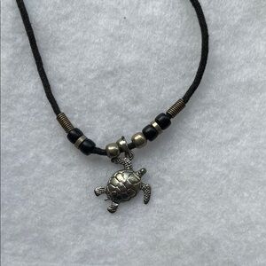 Turtle Pendant Necklace with Black Cord